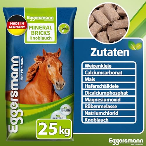 Eggersmann Mein Pferdefutter Mineral Bricks 25 kg - Mineralfutter für Pferde - Pferdefutter mit Mineralstoffen & Vitaminen zur Unterstützung des Stoffwechsels - Mit Knoblauchzusatz zur Fliegenabwehr