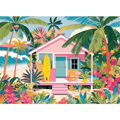 HYXCHQA 500 Piece Jigsaw Puzzle for Adults, Tropical Beach House by HYXCHQA - Used condition - US$8.09
