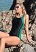 beautyin Women One Piece Bathing Suit Sport Swimsuit Athletic Racing Swimwear M Black Green