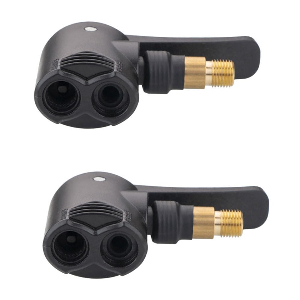 Dual Head Bike Track Pump - Multi-use Connector Head Pump Valve Adapter for Mountain & Road Bikes, Black