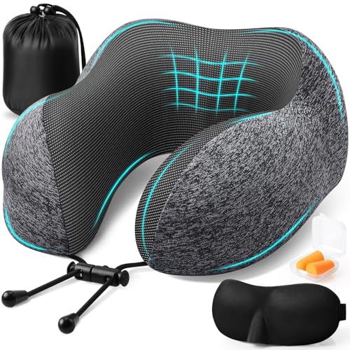 ExploreBliss Travel Pillow, Travel Pillows for Sleeping Airplane, Removable Cover