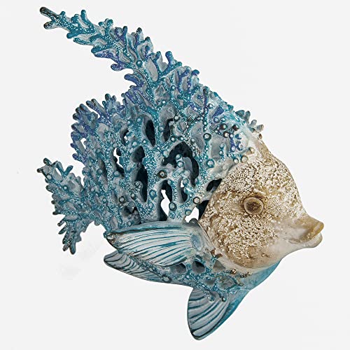 Corner Merchant Ocean Decor Coral Reef Angelfish Beach Home Decor Coral Look Polystone Tabletop Collection (Turquoise) #TOP4