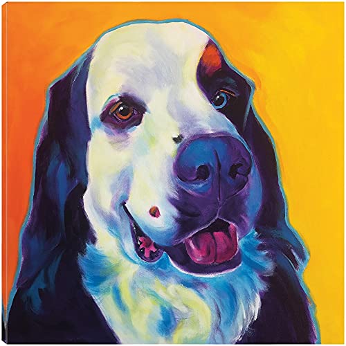 Fine Art Canvas Bernese Mountain Dog - Zeke 2 Canvas Wall Decor by Artist DawgArt for Living Room, Bedroom, Bathroom, Kitchen, Office, Bar, Dining & Guest Room - Ready to Hang - 14 in x 14 in