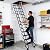 Wall-Mounted Folding Stairs, Folding Loft Staircase with Handrails,Telescoping Attic Ladder with Pull Down System, 12 Steps Attic Stairs, Home Indoor Outdoor Attic (Black)