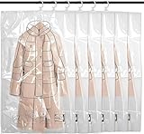 Vacuum Aufbewahrungsbeutel, platzsparend, transparent, Vakuumbeutel für Kleider, Mäntel und Jacken, 6 Vakuumbeutel zum Aufhängen, (70 x 110 cm), Vakuumbeutel für Kleidung, wiederverwendbar