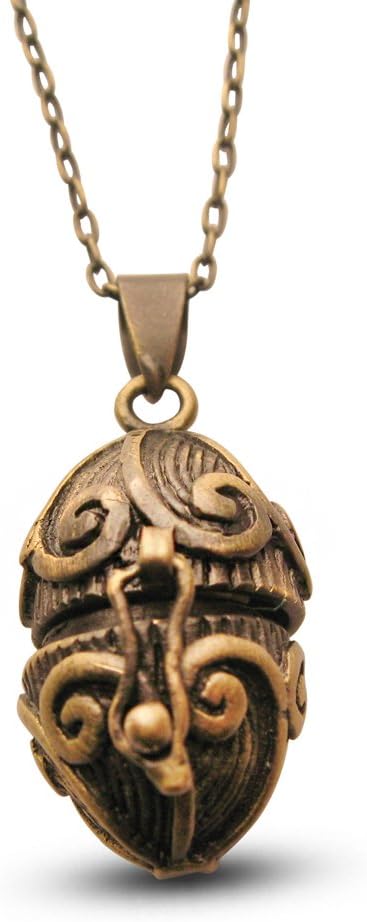 Brass Prayer Box Locket Egg Shape with Secret Message - 28" Chain