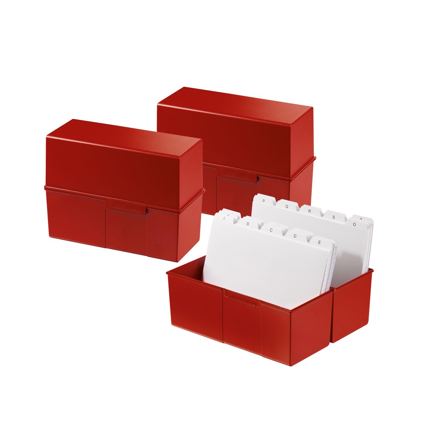 HAN Index Card Box DIN A5 Landscape for 450 Cards with Steel Hinge, Red, 975-17