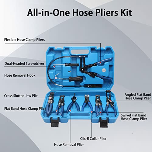 CCLIFE 9tlg Schlauchschellenzange Schlauchklemmenzange Set Schlauchschellen Schlauchklemmen Zangen Schlauchzange KFZ