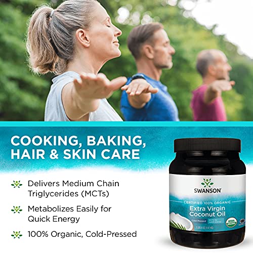 Swanson 100% Certified Organic Coconut Oil Cooking Baking Frying Beauty Efas Mcts 3 Lbs 6 Ounces (1.53 Kg) Solid Oil (4 Pack) #TOP3