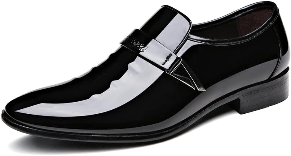 Men's Pointed-Toe Tuxedo Dress Shoes Casual Slip-on