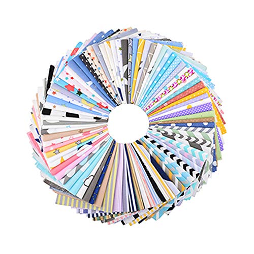 , Patchwork de tela de algodón de sarga floral, geométrica y de dibujos animados al azar, para acolchado y costura de bricolaje, material de cuartos gordos, 20x25cm-B Geometry 20cmx25cm-40pcs One Bag