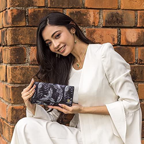 Anuschka Three Fold RFID Blocking Wallet - Wanderlust Collection - Nylon Fabric with Genuine Leather Trim and Artwork Print4