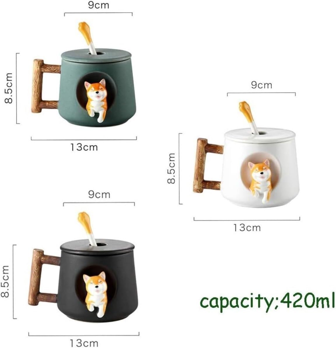 Taza de Café de Té Tazas Taza De Café De Cerámica Taza De Porcelana Esmerilada Suave Taza De Té Hecha A Mano Taza De Café Con Asa Animal 3D para té de la tarde(A)