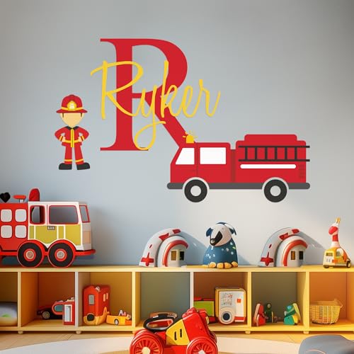 Vinilo decorativo personalizado de camión de bomberos 30x19 miniatura 1