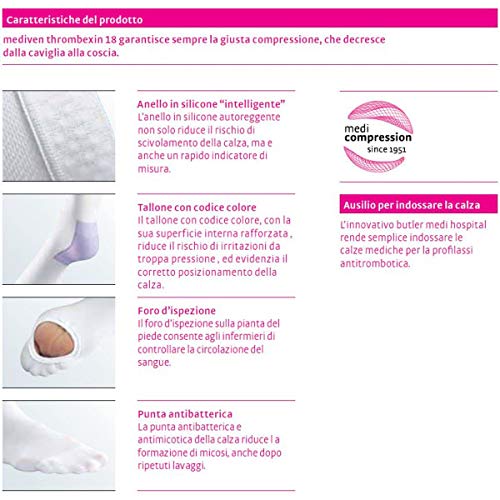 MEDIVEN - MEDIVEN THROMBEXIN 18 MM HG - CALZE ANTITROMBO POST-OPERATORIE - BIANCHE - L, Monocollant Sinistro