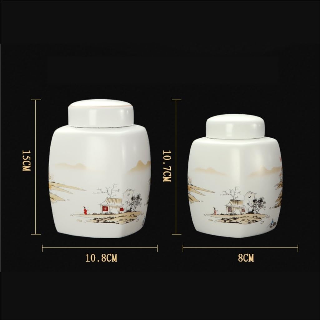 SONGCHAO Sugar Jar Ceramic Loose Tea Storage Jar Household Kitchen Sealed Jar Large Pu'er Red and Green Tea Storage Container Tea Set Tea Canister (Color : Medium)