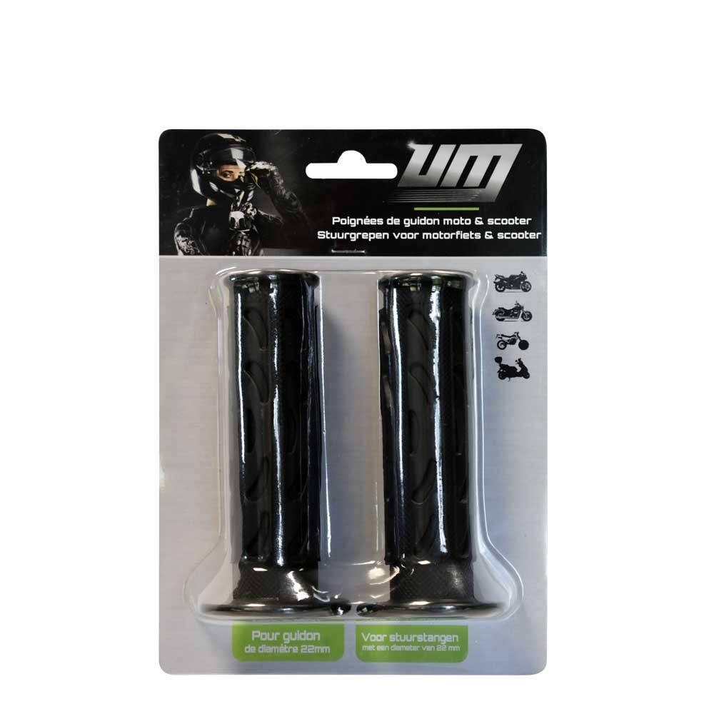 Poignées Moto/Scooter UM Confortables - Guidon 22mm Noir