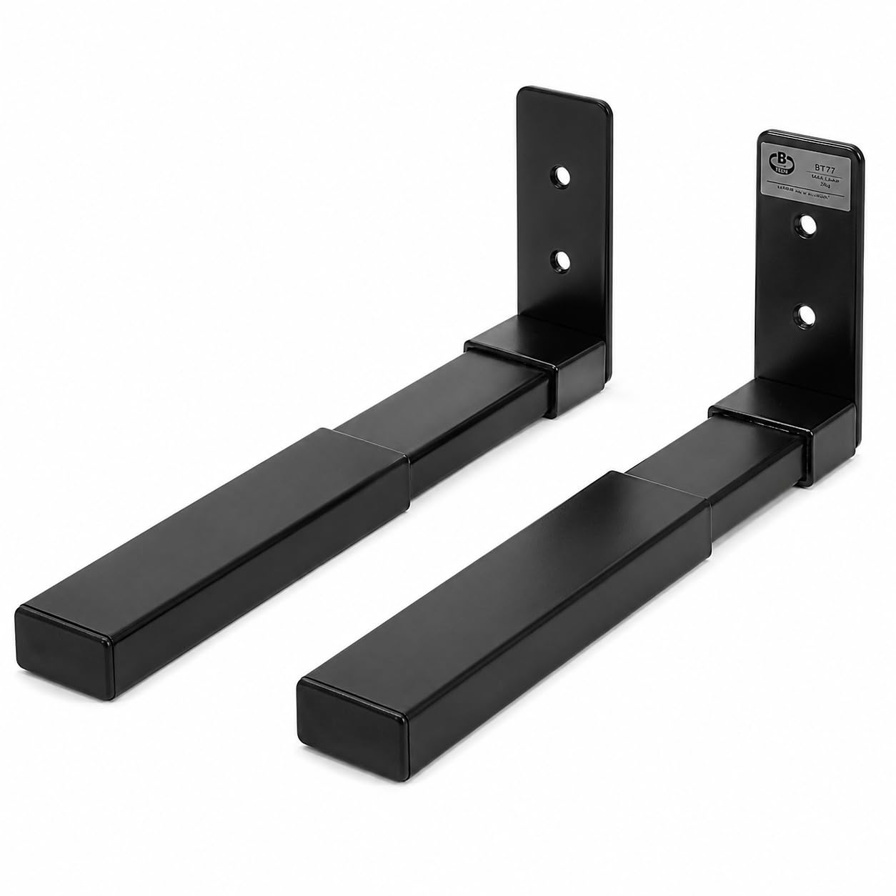B-Tech BT15 Soporte de Pared para Altavoz Central – Brazos Ajustables 18 a 29 cm – hasta 15 kg – Acabado Negro – Juego de 2 Soportes.