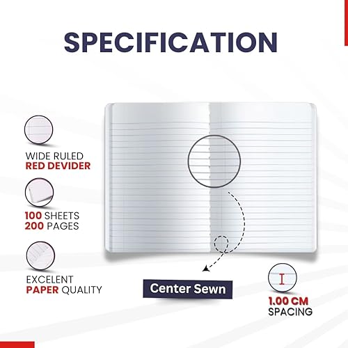 Miniatura 3 de AUKSales Cuaderno de composición a granel, paquete de 3 cuadernos de composición con rayas anchas, libros de composición, 100 hojas, 9-34 x 7-12