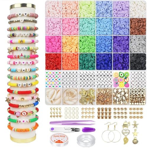 Reviews de Kits para hacer bisutería Top 10. 48 VASA NAMA 6000 Kit para Hacer Pulseras de Cuentas de Arcilla, cuentas de Bricolaje para pulseras, Kit de DIY Bisuteria de Collar, 24 colores de cuentas planas para pulseras DIY...