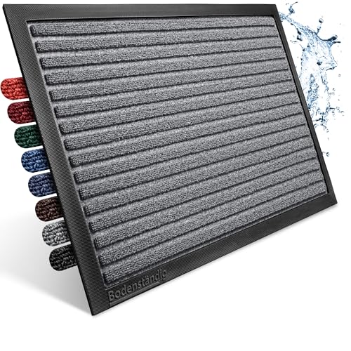Bodenständig Fußmatte außen - extrem rutschfest & langlebig - Fußabtreter außenbereich grau 60x90cm - Türmatte in Perfekter Größe für die Haustür - Fussmatte aussen - Türvorleger gestreift