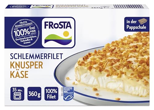 FRoSTA Schlemmerfilet Knusper Käse, Alaska Seelachs-Filet für Ofen und Mikrowelle, 360g (Tiefgefroren)