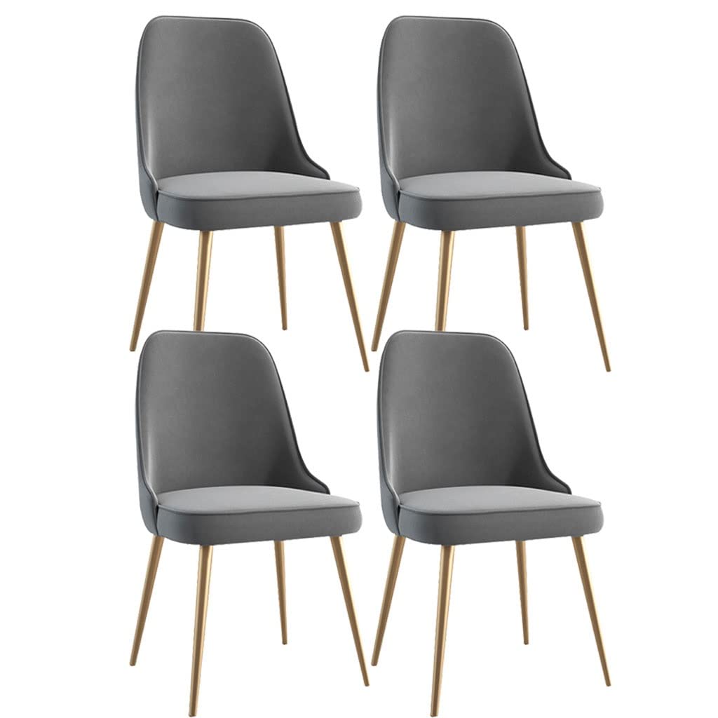 YNBSHGAA Velvet Dining Chairs Set of 4 Kitchen Chair with Ergonomic Backrest and Metal Legs for Counter Lounge Living Room Reception Chair,5-Dark Gray