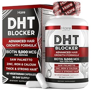 DHT Blocker Hair Growth Supplement – High Potency Biotin & Saw Palmetto for Hair Regrowth – Natural Hair Loss Treatments for Women & Men – Helps Stimulate Hair Follicle Growth