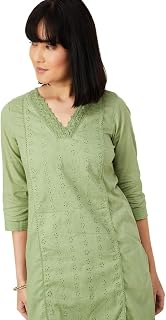 Max Women's Cotton Blend Regular Fit Casual Kurta Price In India