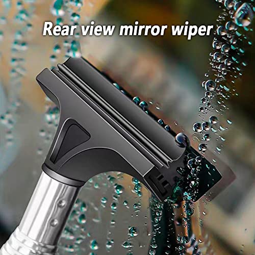 Small Squeegee For Car Rearview Cleaning With Retractable Extension Pole(Max 38.6"), Fast Water Wiper Scraper Cleaner Tool For Windows/Rearview Mirror/Windshield (Black) #TOP3