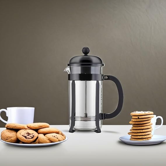 Bodum 34 Oz Chambord French Press Coffee Maker, High-Heat Borosilicate Glass, Stainless Steel, Black – Made in Portugal