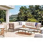 Beliani Lounge-Set Rima III Grau/Beige