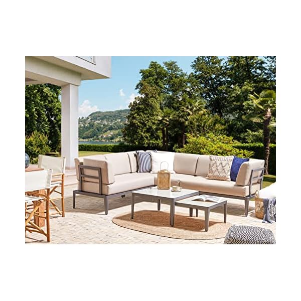 Beliani Lounge-Set Rima III Grau/Beige