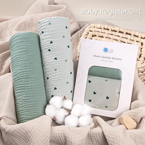 Lulu Moon Muslin Swaddle Blanket Baby Receiving Blankets Neutral, 2 Pack, Sage #TOP5