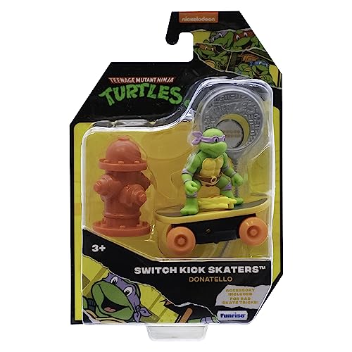 TMNT Tortugas Ninja Adolescente Mutante | TMNT Tortuga Ninja Donatello| Switch Kick Skaters | Figura de Skater de 7 cm, Edición clásica | Juguetes y Regalos para Niños de 3+