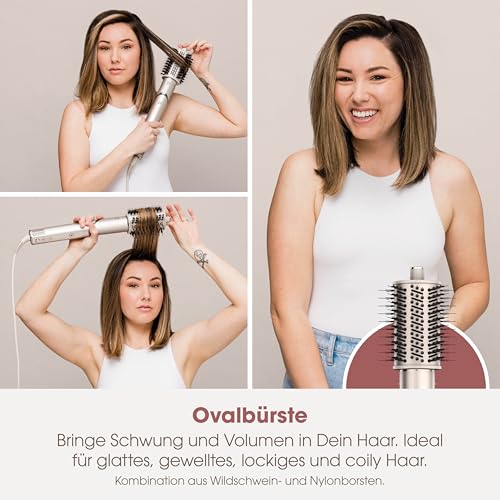 Shark FlexStyle 5-in-1 Luftstyler & Haartrockner, Auto-Wrap-Lockenaufsatz, Paddle-Bürste, Ovalbürste, Konzentrator, Diffusor, Aufbewahrungskoffer, Keine Hitzeschäden, Champagner HD446SLEU