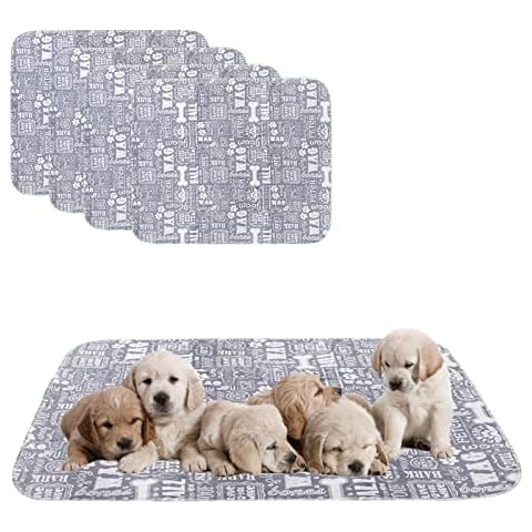 4 Pack Puppy Training Pads Dog Pee Mat for Pets Dogs Cats Washable Reusable Crate Cage Tray Pad Non-Slip Mats with Safe Cotton Blend, Leak Proof, Super Absorbent - Gray - S Cover