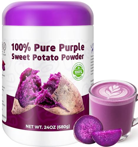 Purple Sweet Potato Powder 24oz (680g) - Natural Food Coloring for Baking, Drinks & Smoothies|Ube/Purple Yam Alternative, Non-GMO, Gluten-Free, Resealable Fresh Pack