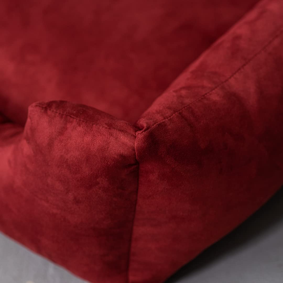 Hundebett Puffi Grosse Mittelgroße Kleine Hunde - Hundekissen Hundematte aus Alcantara-Stoff - Waschbar Kuschelig Langlebig Abriebfest Reißfest (XL+| 110x90cm, Rot)