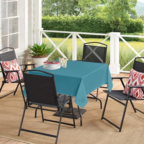 Image of sancua Small Square Tablecloths, Teal Table Cloth, 36x36 Inch | For Square or Round Tables, Washable Polyester Fabric Cover, For Nightstand End Bedside Tables