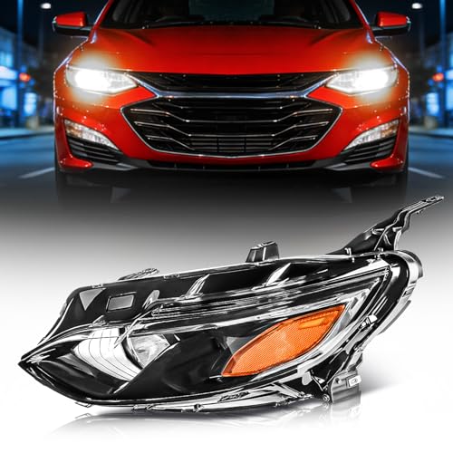 Torchbeam Headlight Assembly Compatible with 2019 2020 2021 2022 2023 Chevy Malibu Pair Front Headlights OE Headlamp Replacement Black Housing Amber Reflector, Driver Side, GM2502498, 84680167 by Torchbeam - Used condition - US$76.87