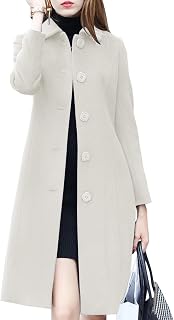 Women's Fall Winter Elegant Single Breasted Long Wool Coat Overcoat