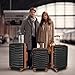 WireHot Lightweight Luggage with Spinner Wheels & YKK Zipper, 3-Piece Suitcase ABS+PC Hardside Hard Shell Luggage Set with TSA Lock, Black & Brown (20+24+28 inch)
