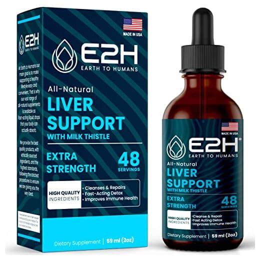 E2H Liver Support Supplement with Milk Thistle - Liver Cleanse and Detox - Artichoke Extract, Dandelion Root, Chanca Piedra, and More - Absorbent Liquid Formula - 2 Fl Oz