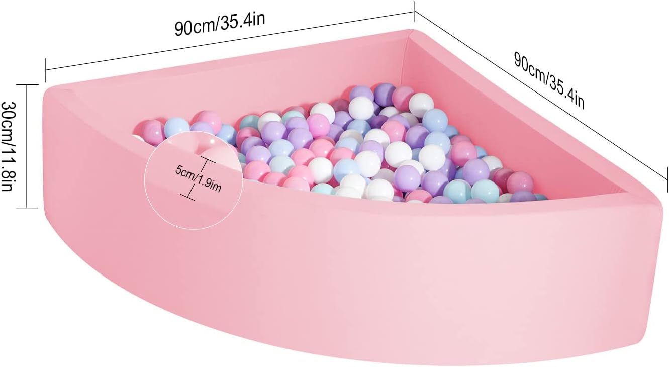 TRENDBOX Ball Pit Memory Foam Pit Soft Pool Fan-Shape Soft Equipment for Toddlers Kids - Light Pink (Balls NOT Included)