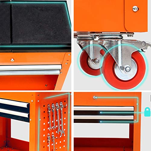 Werkzeugwagen, 3-stufig, professioneller Schubladen-Organizer, Multifunktions-Servicewagen, Lager, 100 kg, 700 x 370 x 840 mm (rot) – Bild 4