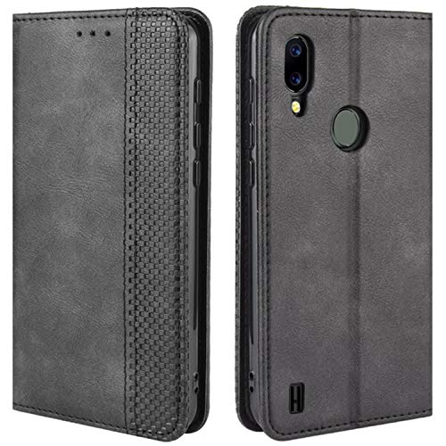 HualuBro Funda para Blackview A60 Pro, Funda Libro de Retro PU Cuero con Ranura para Tarjetas y Billetera Flip Cover Magnético Carcasa para Blackview A60 Pro 2019 Case (Negro)