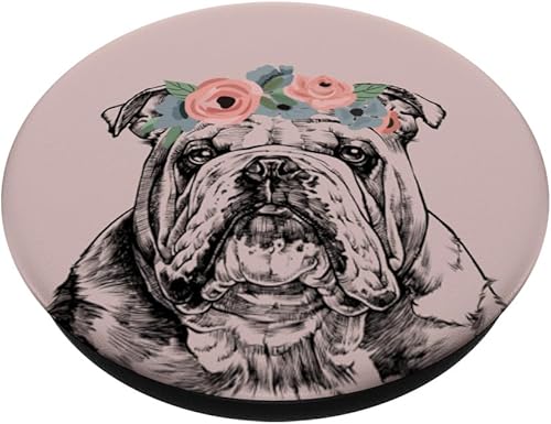 Miniatura 2 de Bulldog inglés con diadema floral para perro, mamá, PopSockets intercambiables PopGrip