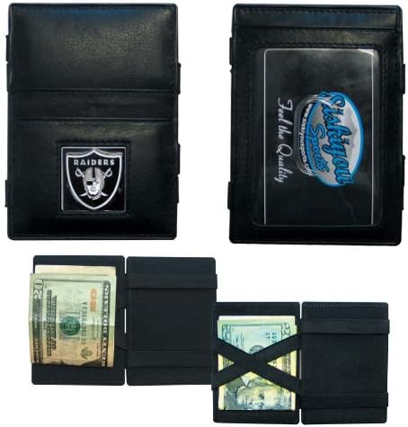 Siskiyou NFL Sports Fan Shop Las Vegas Raiders Leather Jacob's Ladder Wallet One Size Black - Image 3