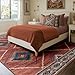 Area Rug 8x10 Rug Machine Washable Non-Slip Low Pile Print Pattern Western Rug for Living Room Bedroom Entryway Tribal Series -Red/Orange
